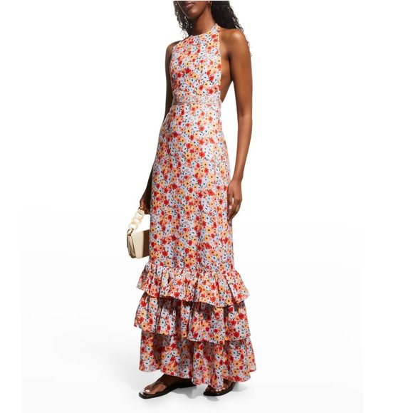 Agua by Agua Bendita Magnolia Printed Linen Halter Maxi Dress - Picture 3 of 16